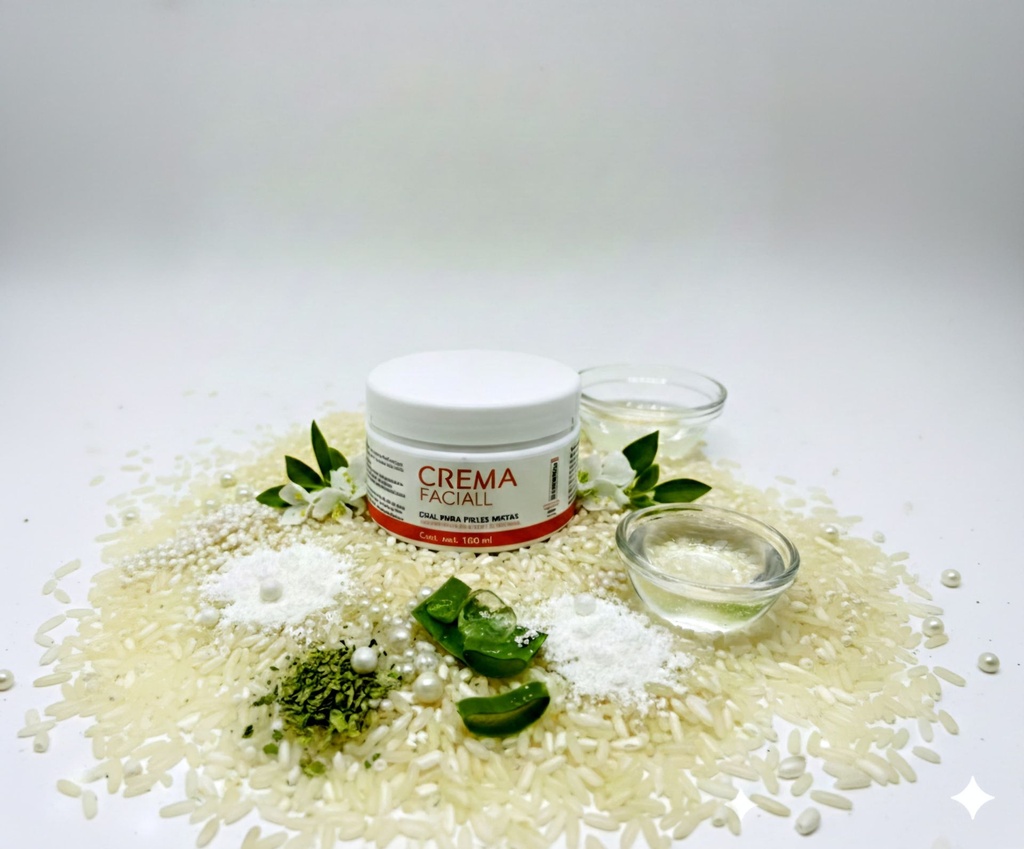 Crema facial Ideal para pieles mixtas con proteína de arroz y arbutina