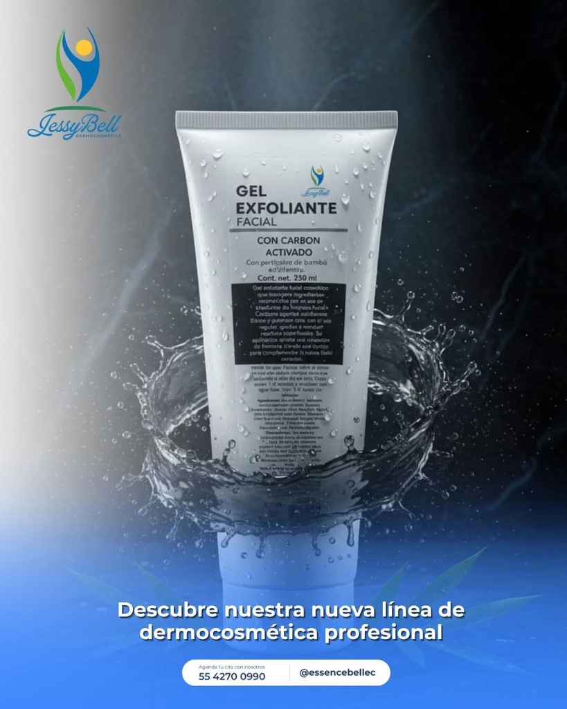 Gel exfoliante facial Carbón activado, partículas de bambú exfoliantes